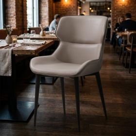 Gray and Black Upholstered Faux Leather Dining Side Chair