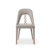 Set of Two Light Gray Faux Leather Dining Side Chairs With Rose Gold Accents