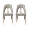 Set of Two Light Gray Faux Leather Dining Side Chairs With Rose Gold Accents