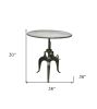 Adjustable Height Gray and Silver Solid Wood and Iron Pedestal Base Round Top Dining Table