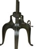 Adjustable Height Gray and Silver Solid Wood and Iron Pedestal Base Round Top Dining Table