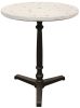 24" Ivory and Brown Stone and Iron Pedestal Base Round Top Dining Table