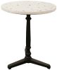 24" Ivory and Brown Stone and Iron Pedestal Base Round Top Dining Table