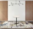 24" Ivory and Brown Stone and Iron Pedestal Base Round Top Dining Table