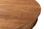 30" Wood Brown Rounded Solid Wood Pedestal Base Dining Table