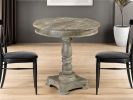 30" Gray Rounded Solid Wood Pedestal Base Dining Table
