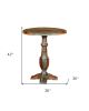 36" Brown Rounded Solid Wood Pedestal Base Dining Table