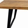 63" Natural And Black Solid Wood And Iron Sled Base Dining Table