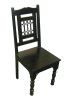 Dark Brown Metal and Wood Slat Back Dining Side Chair