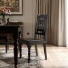 Dark Brown Metal and Wood Slat Back Dining Side Chair