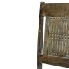 Set of Two Brown Wood Slat Back Dining Side Chairs