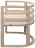 Ivory and Natural Upholstered Linen Curved Back Dining Arm Chair