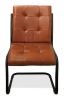 Tufted Cinnamon and Black Upholstered Leather Dining Side Chair