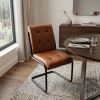 Tufted Cinnamon and Black Upholstered Leather Dining Side Chair