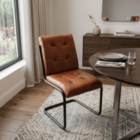 Tufted Cinnamon and Black Upholstered Leather Dining Side Chair
