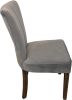 Set of Two Gray And Brown Upholstered Velvet Dining Parsons Chairs