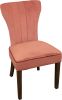 Set of Two Blush and Brown Upholstered Velvet Dining Parsons Chairs