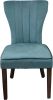 Set of Two Teal Blue and Brown Upholstered Velvet Dining Parsons Chairs