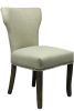 Set of Two Ivory and Brown Upholstered Fabric Dining Parsons Chairs