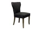 Set of Two Dark Gray And Brown Upholstered Fabric Dining Parsons Chairs