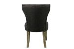 Set of Two Dark Gray And Brown Upholstered Fabric Dining Parsons Chairs