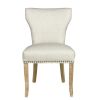 Set of Two Ivory and Natural Upholstered Fabric Dining Parsons Chairs