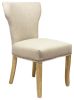 Set of Two Ivory and Natural Upholstered Fabric Dining Parsons Chairs