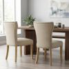 Set of Two Ivory and Natural Upholstered Fabric Dining Parsons Chairs