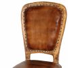 Set of Two Mahogany and Brown Upholstered Leather King Louis Back Dining Side Chairs
