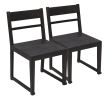 Set of Two Dark Gray Ladder Back Dining Side Chairs