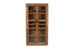 42" Brown Solid Wood And Glass Bar Cabinet With Four Shelves