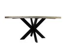 Seven Piece Gray and Black Round Solid Wood Dining Set with Six Chairs