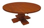 Seven Piece Brown Round Solid Wood Dining Set with Six Chairs