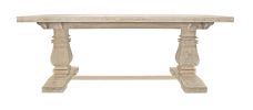 Seven Piece White Solid Wood Dining Set with Six Chairs