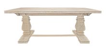 Seven Piece White Solid Wood Dining Set with Six Chairs