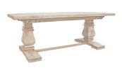 Seven Piece White Solid Wood Dining Set with Six Chairs