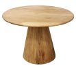 Five Piece Natural Round Solid Wood Dining Set with Four Chairs