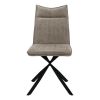 Set of Two Tufted Taupe And Black Upholstered Faux Leather Dining Parsons Chairs