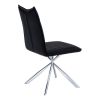 Set of Two Tufted Black And Silver Upholstered Faux Leather Dining Parsons Chairs