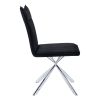 Set of Two Tufted Black And Silver Upholstered Faux Leather Dining Parsons Chairs