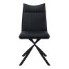 Set of Two Tufted Black Upholstered Faux Leather Dining Parsons Chairs