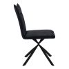 Set of Two Tufted Black Upholstered Faux Leather Dining Parsons Chairs