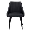 Set of Two Tufted Black Upholstered Faux Leather Dining Arm Chairs