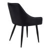 Set of Two Tufted Black Upholstered Faux Leather Dining Arm Chairs