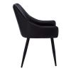 Set of Two Tufted Black Upholstered Faux Leather Dining Arm Chairs