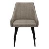 Set of Two Tufted Taupe And Black Upholstered Fabric Dining Arm Chairs