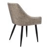 Set of Two Tufted Taupe And Black Upholstered Fabric Dining Arm Chairs