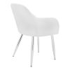Set of Two White And Silver Upholstered Faux Leather Dining Arm Chairs