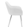 Set of Two White And Silver Upholstered Faux Leather Dining Arm Chairs