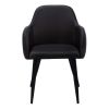 Set of Two Black Upholstered Faux Leather Dining Arm Chairs